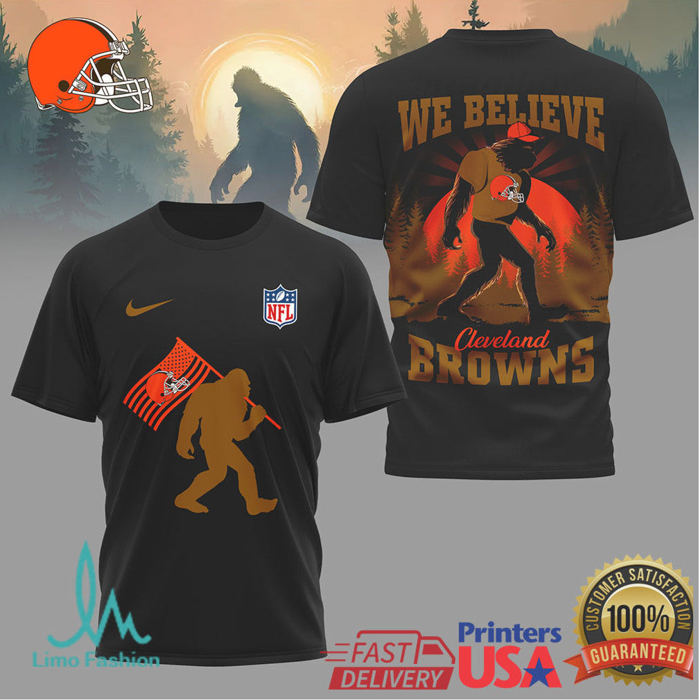 Cleveland Browns Bigfoot We Believe NFL Fan T Shirt - Limotees LLC