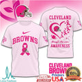 Cleveland Browns Breast Cancer Awareness Pink Ribbon Football T Shirt - Limotees LLC