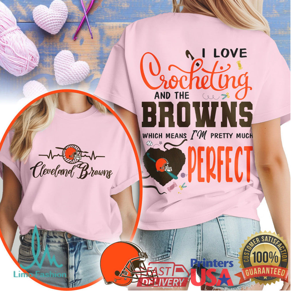 Cleveland Browns Crochet Fan T Shirt I Love Crocheting & The Browns - Limotees LLC