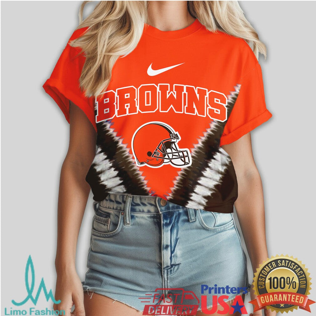 Cleveland Browns DNA Helmet Graphic Orange & Brown T Shirt - Limotees LLC