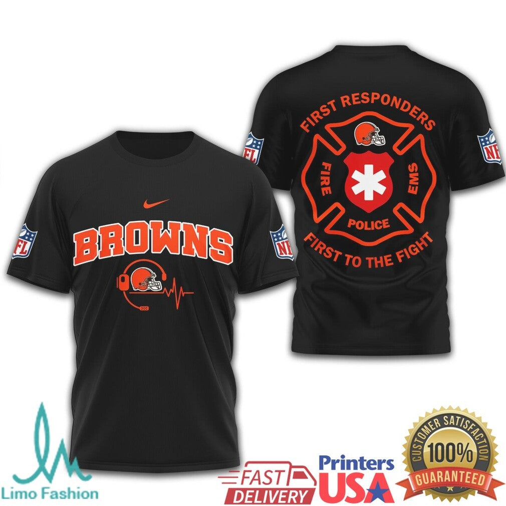 Cleveland Browns First Responders Fire Police EMS T Shirt - Limotees LLC