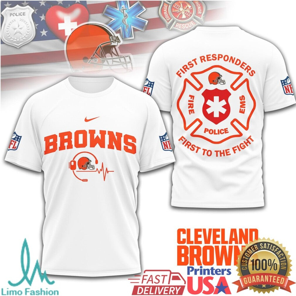 Cleveland Browns First Responders Fire Police EMS T Shirt - Limotees LLC