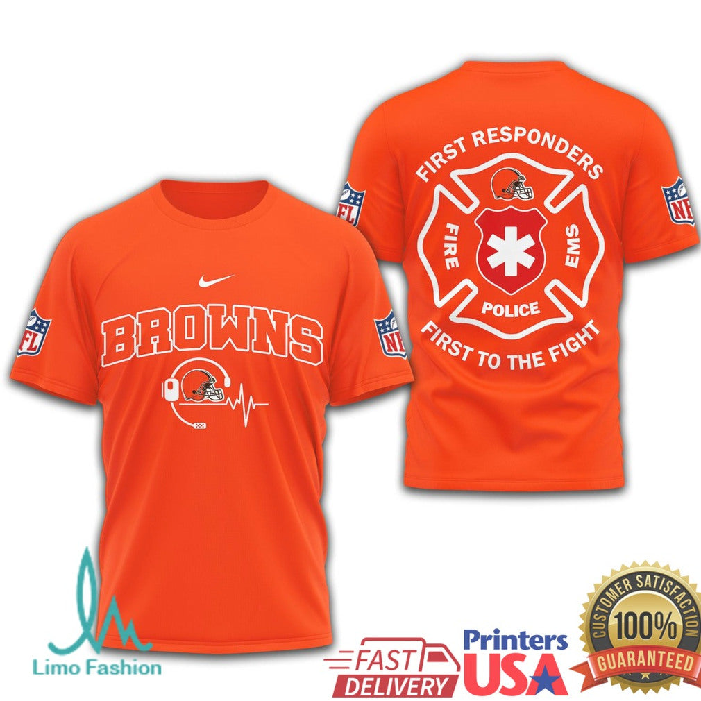 Cleveland Browns First Responders Fire Police EMS T Shirt - Limotees LLC
