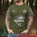 Cleveland Browns Fishing T Shirt Fish Around and Find Out Bass Graphic T Shirt - Limotees LLC