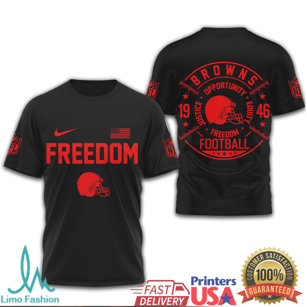 Cleveland Browns Freedom Football Helmet Graphic Black T Shirt - Limotees LLC