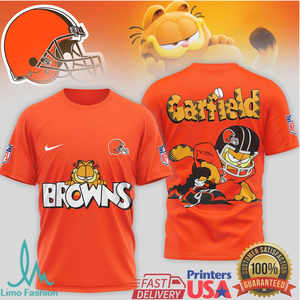 Cleveland Browns Garfield Cartoon Football Fan T Shirt - Limotees LLC