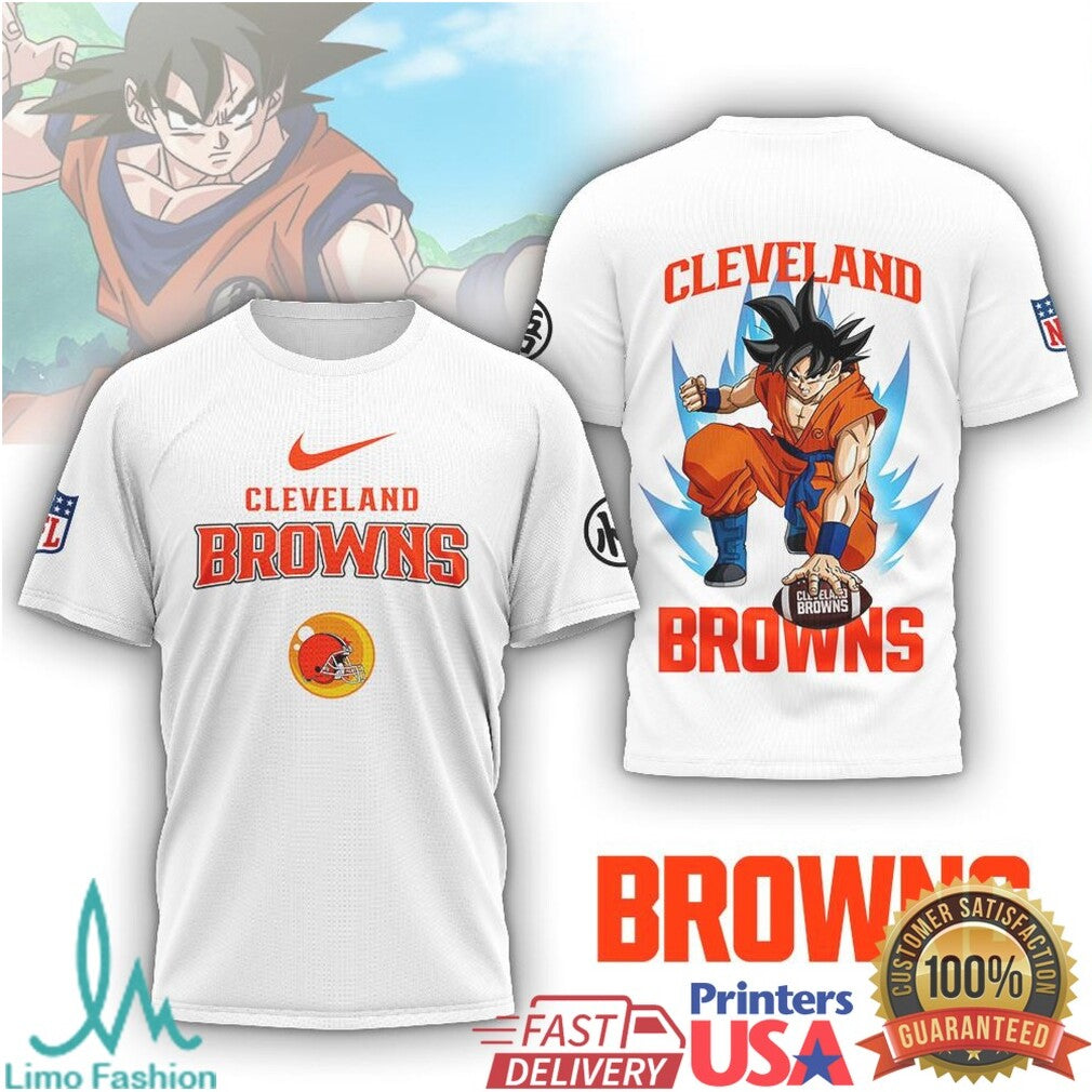 Cleveland Browns Goku Anime Football Fan Graphic T Shirt - Limotees LLC