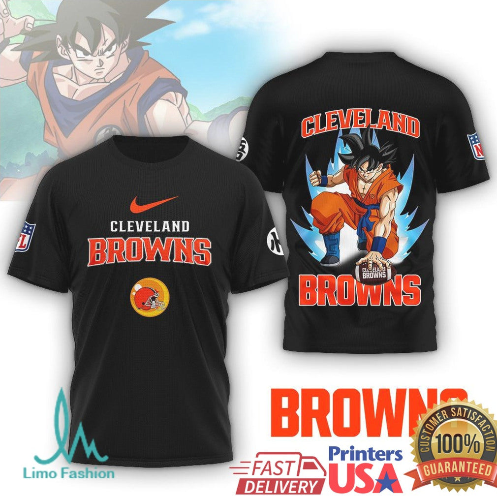 Cleveland Browns Goku Anime Football Fan Graphic T Shirt - Limotees LLC