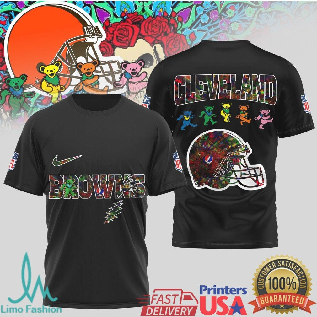 Cleveland Browns Grateful Dead Dancing Bears Football T Shirt - Limotees LLC