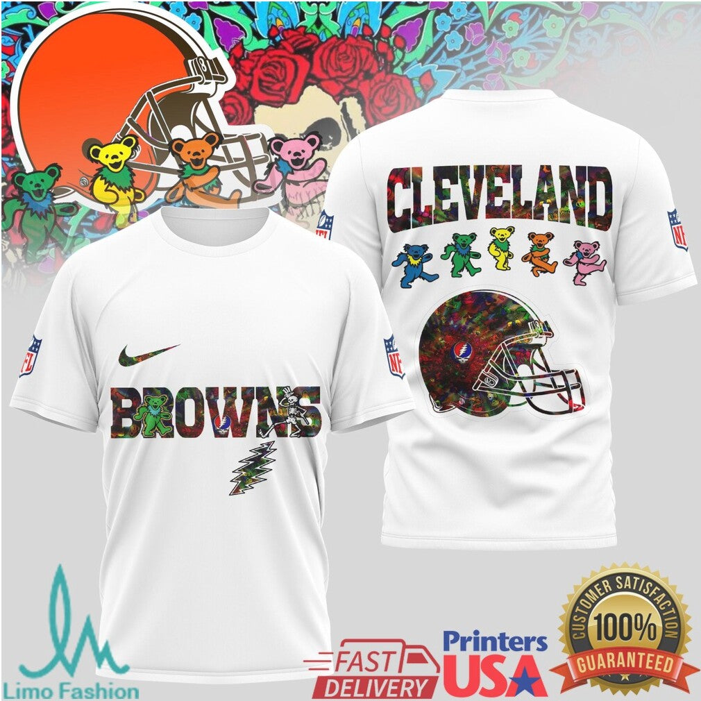 Cleveland Browns Grateful Dead Dancing Bears Football T Shirt - Limotees LLC