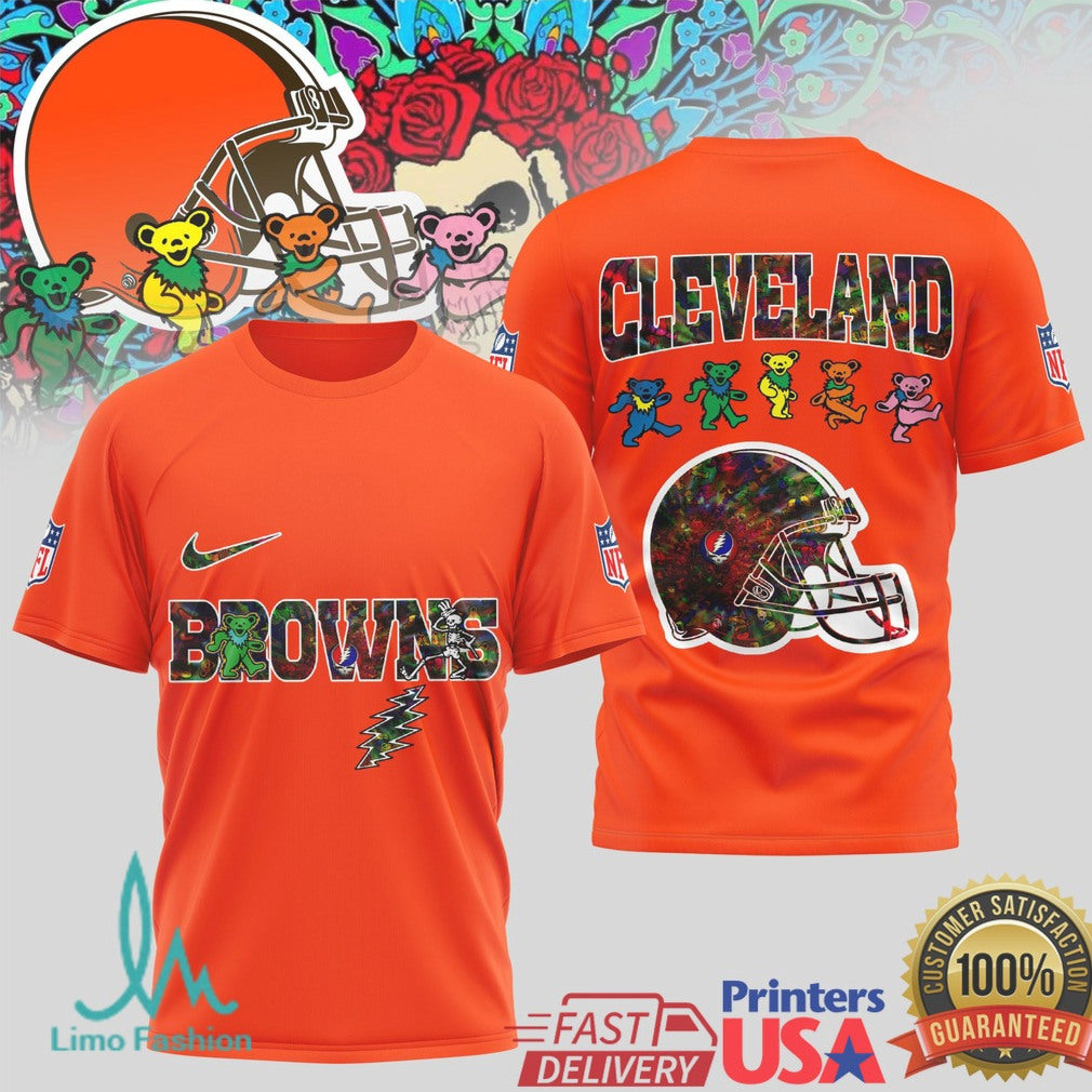 Cleveland Browns Grateful Dead Dancing Bears Football T Shirt - Limotees LLC