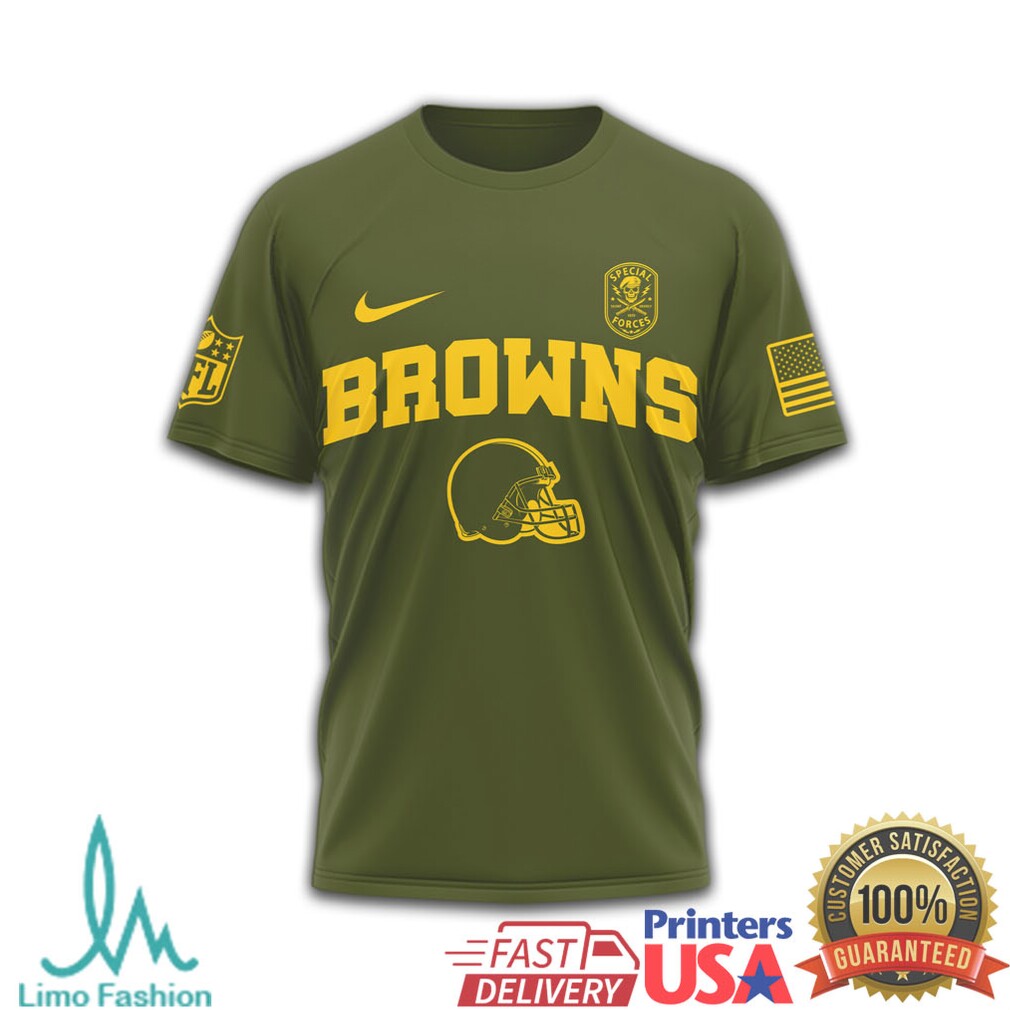 Cleveland Browns Green Berets US Army Special Forces Olive Military T Shirt - Limotees LLC