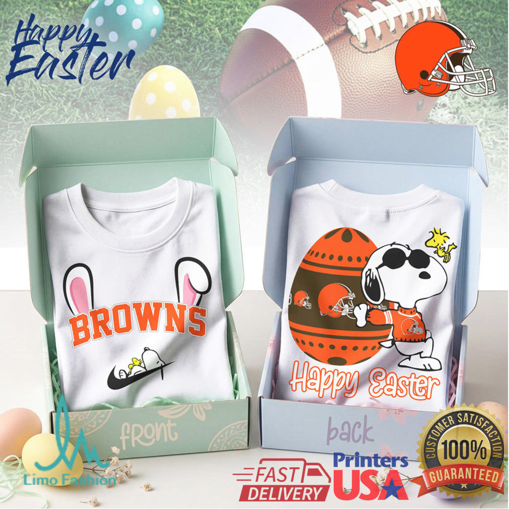 Cleveland Browns Happy Easter Snoopy Peanuts Character T Shirt - Limotees LLC