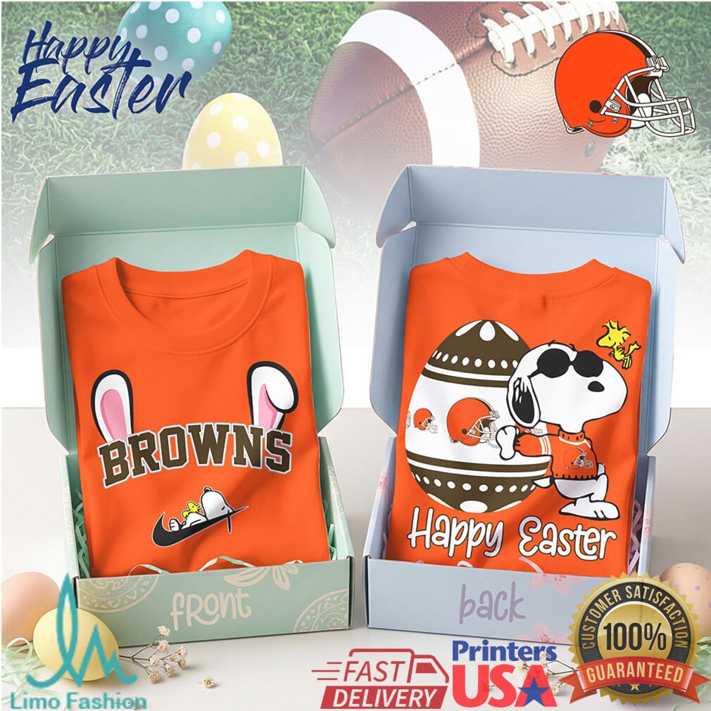 Cleveland Browns Happy Easter Snoopy Peanuts Character T Shirt - Limotees LLC