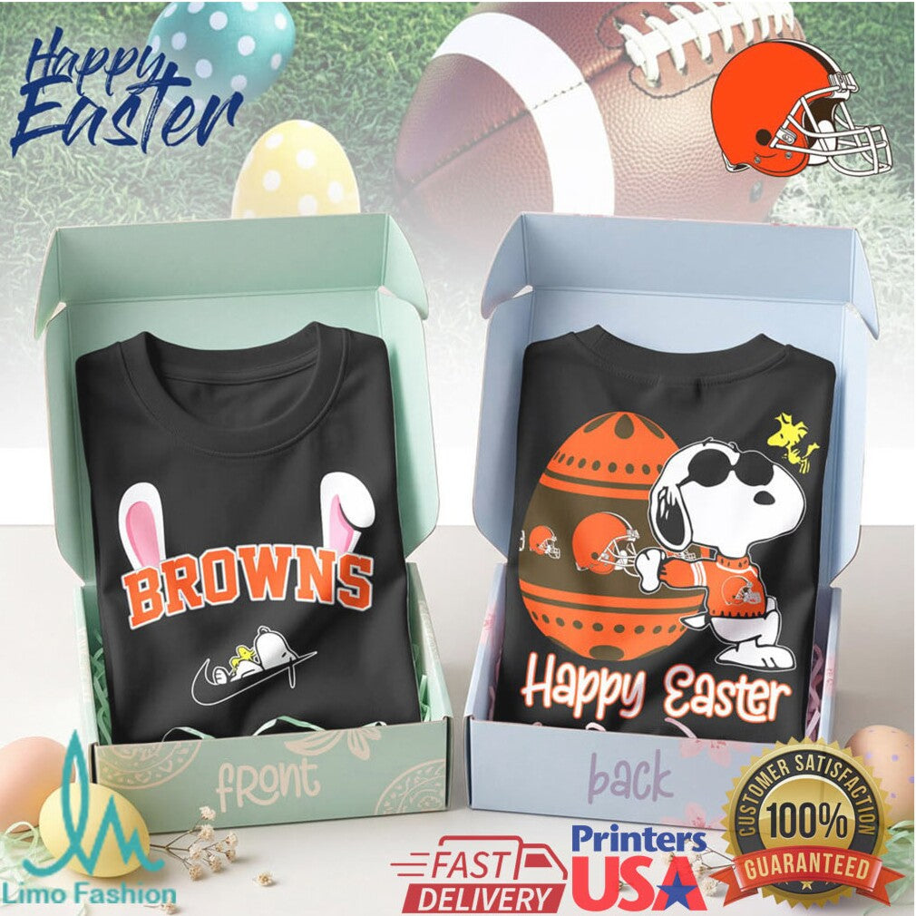 Cleveland Browns Happy Easter Snoopy Peanuts Character T Shirt - Limotees LLC