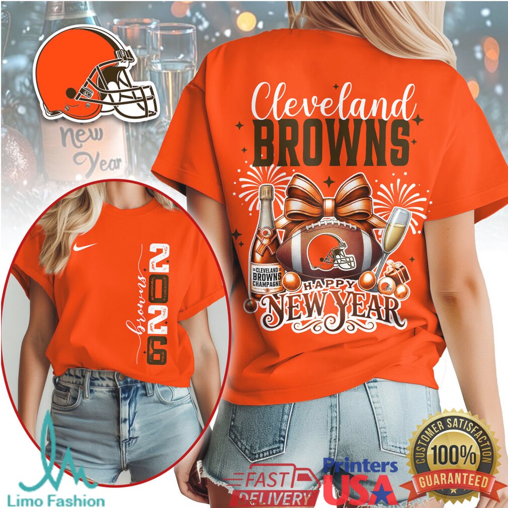 Cleveland Browns Happy New Year 2026 Football Helmet T Shirt - Limotees LLC