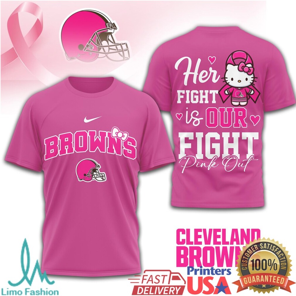 Cleveland Browns Hello Kitty Breast Cancer Pink Out Football T Shirt - Limotees LLC