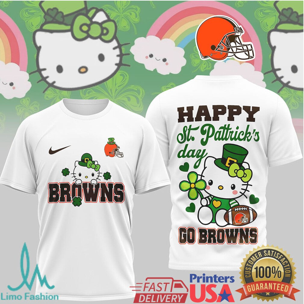 Cleveland Browns Hello Kitty St. Patrick's Day Leprechaun Hat Shirt - Limotees LLC