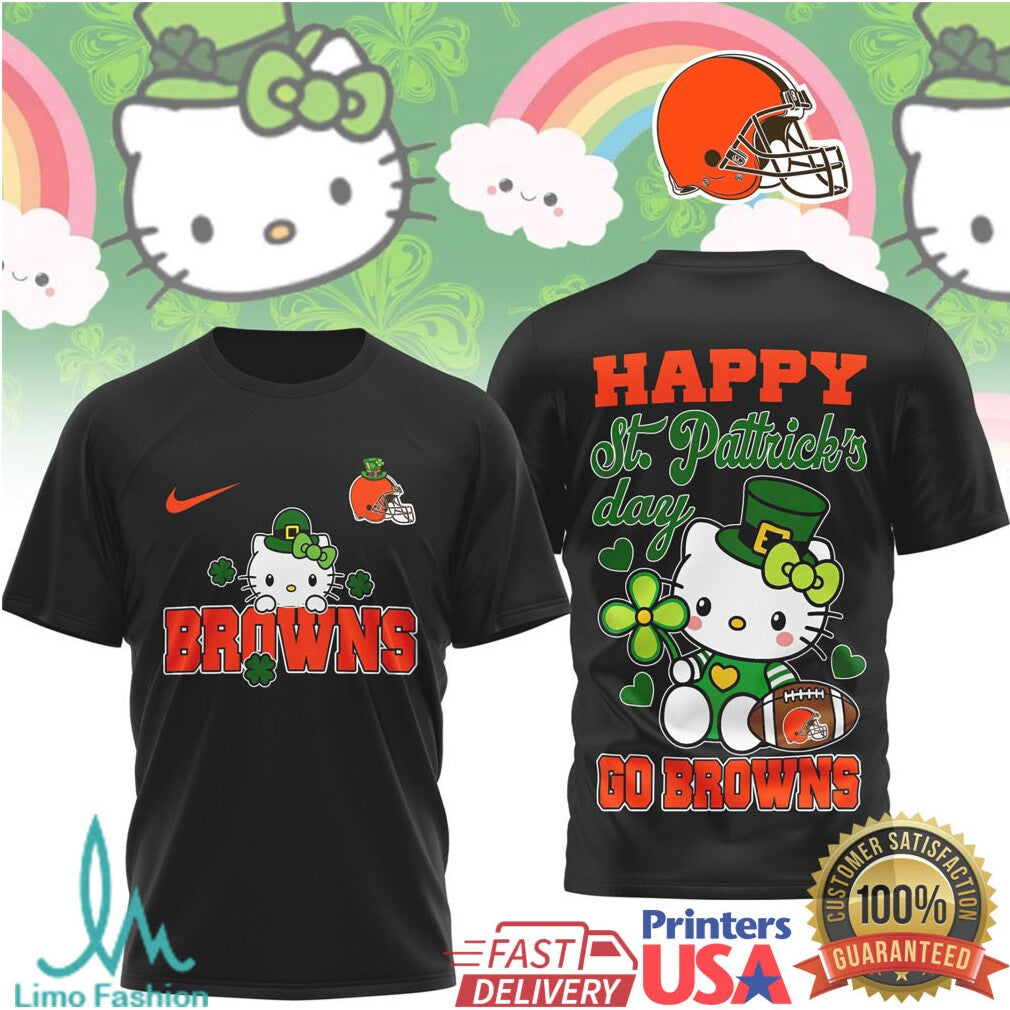 Cleveland Browns Hello Kitty St. Patrick's Day Leprechaun Hat Shirt - Limotees LLC