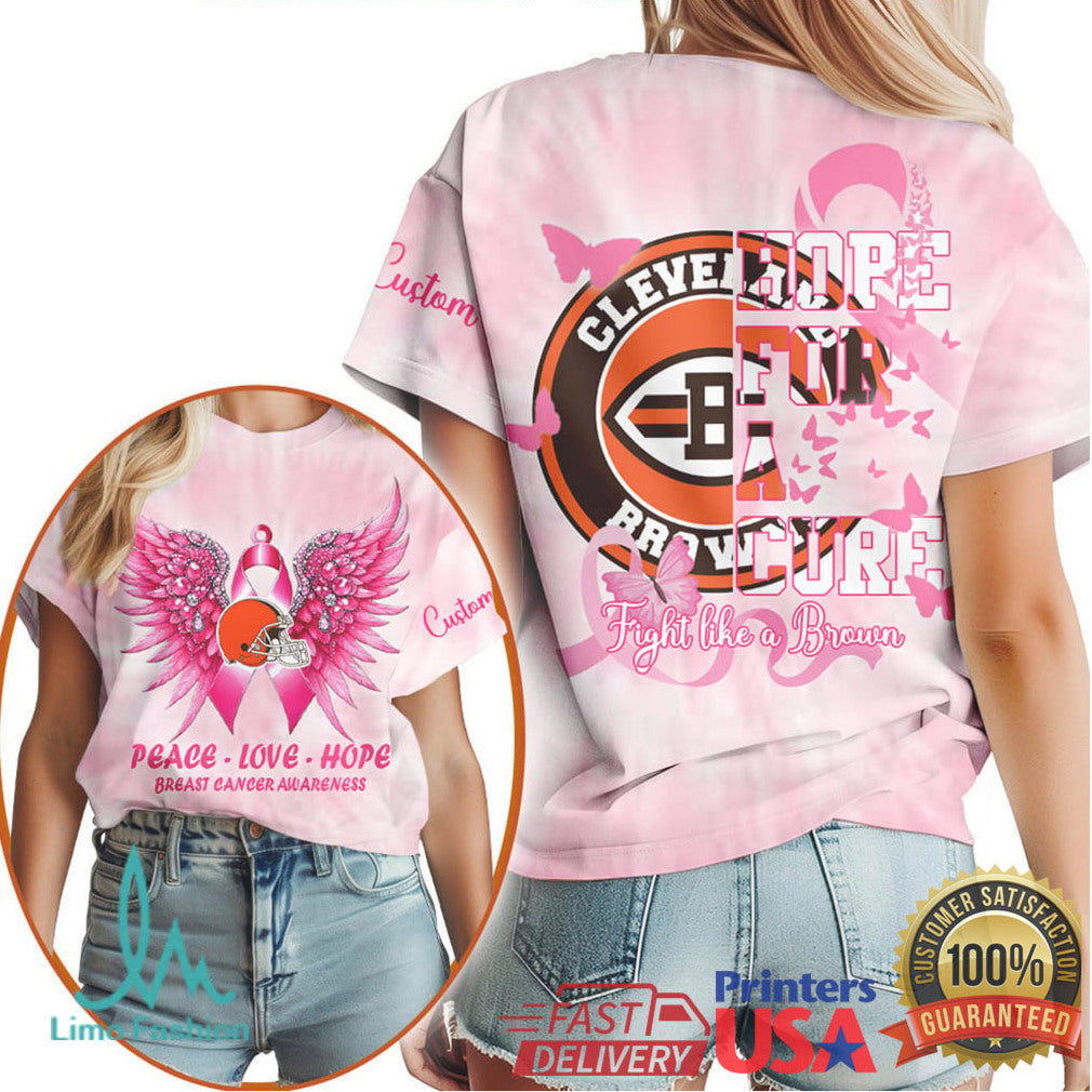 Cleveland Browns Hope For A Cure Breast Cancer Awareness Pink T Shirt - Limotees LLC