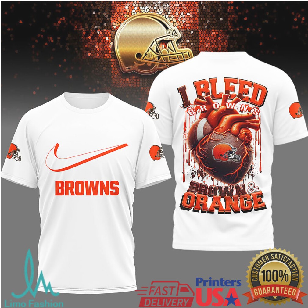 Cleveland Browns “I Bleed Brown & Orange” Heart Fan T Shirt - Limotees LLC