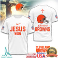 Cleveland Browns Jesus Won NFL Christian T Shirt - Limotees LLC