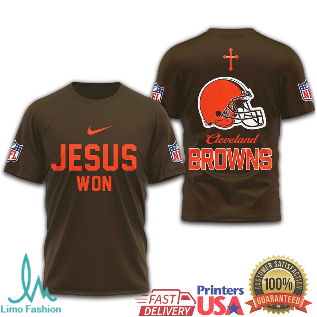 Cleveland Browns Jesus Won NFL Christian T Shirt - Limotees LLC