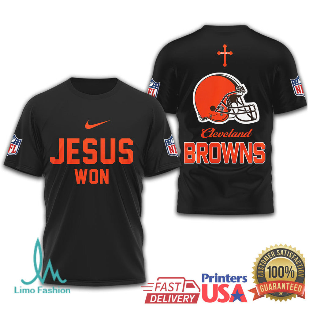 Cleveland Browns Jesus Won NFL Christian T Shirt - Limotees LLC
