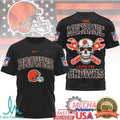 Cleveland Browns Mechanic Skull Football Helmet Apparel T Shirt - Limotees LLC