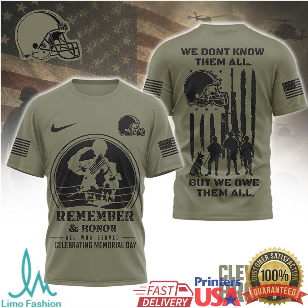 Cleveland Browns Military Appreciation T Shirt Browns Patriotic Honor & Remember T Shirt - Limotees LLC