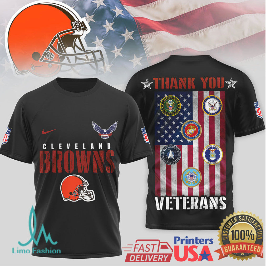 Cleveland Browns Military Appreciation Veterans Day Black T shirt - Limotees LLC