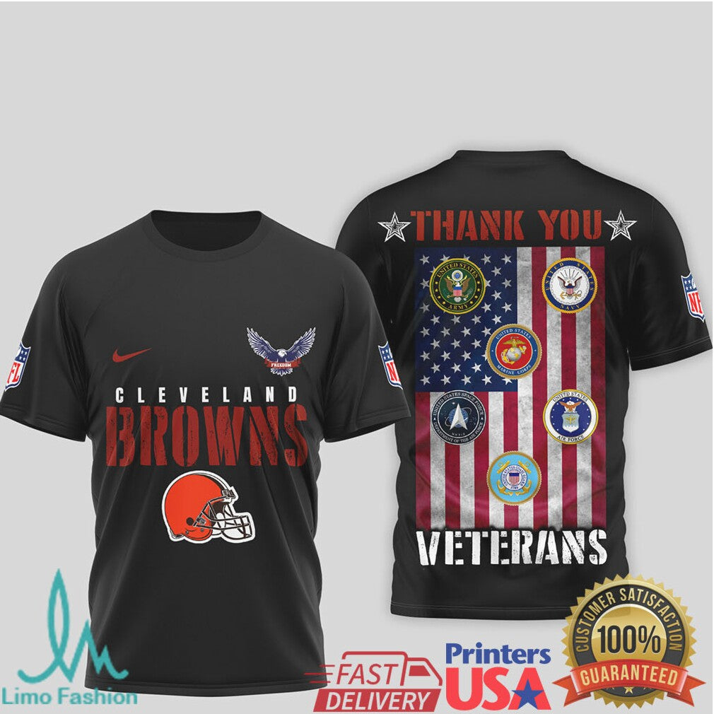 Cleveland Browns Military Appreciation Veterans Day Black T shirt - Limotees LLC