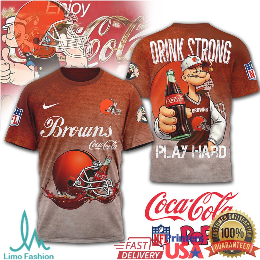 Cleveland Browns NFL Popeye x Coca Cola Vintage Style Graphic T Shirt