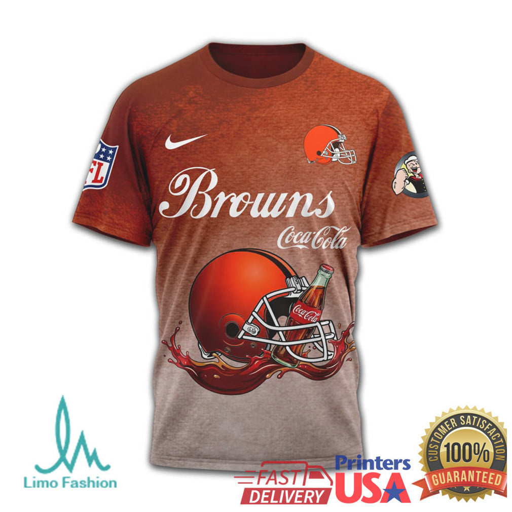 Cleveland Browns NFL Popeye x Coca Cola Vintage Style Graphic T Shirt