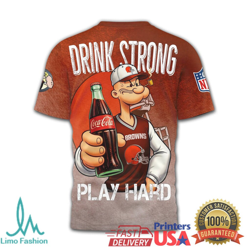 Cleveland Browns NFL Popeye x Coca Cola Vintage Style Graphic T Shirt