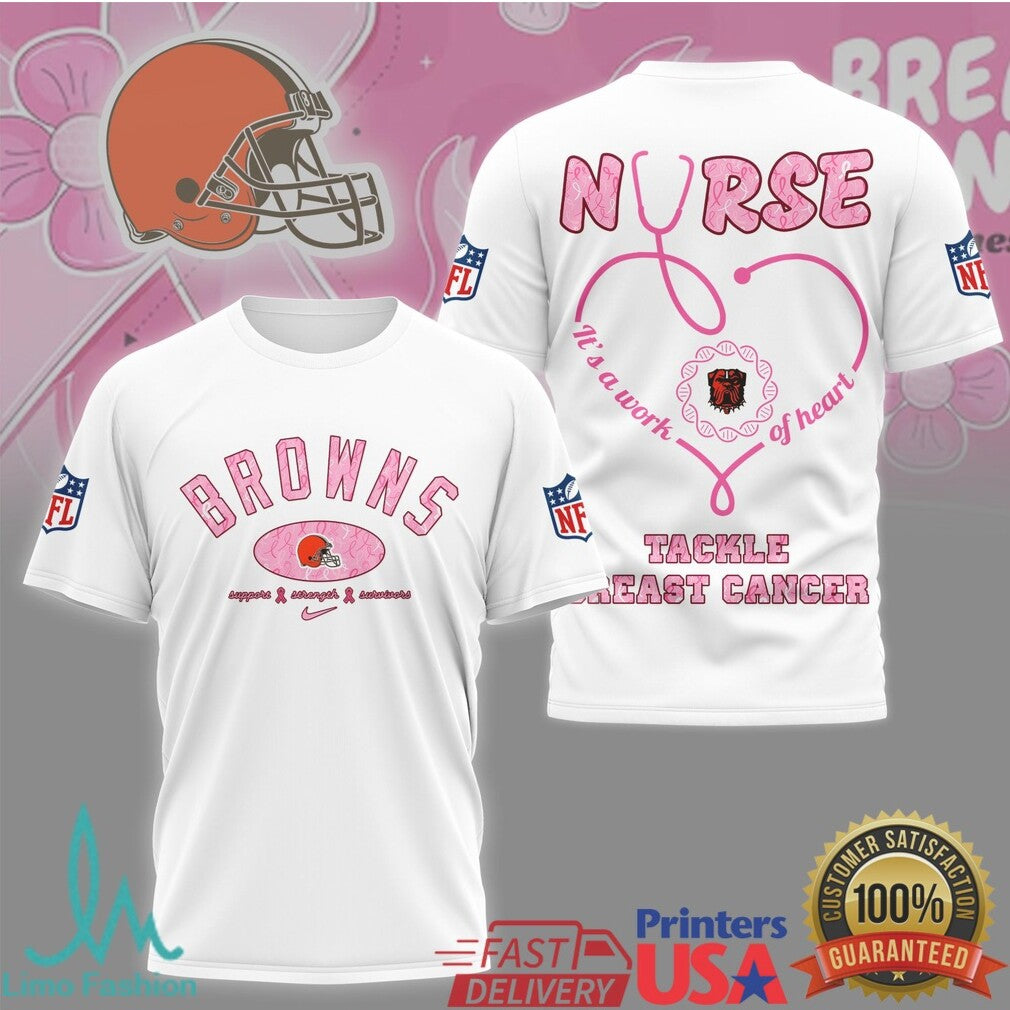Cleveland Browns Nurse Breast Cancer Support NFL Fan T Shirt - Limotees LLC