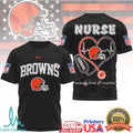 Cleveland Browns Nurse T Shirt NFL Stethoscope Heart Care Love Inspire T Shirt - Limotees LLC