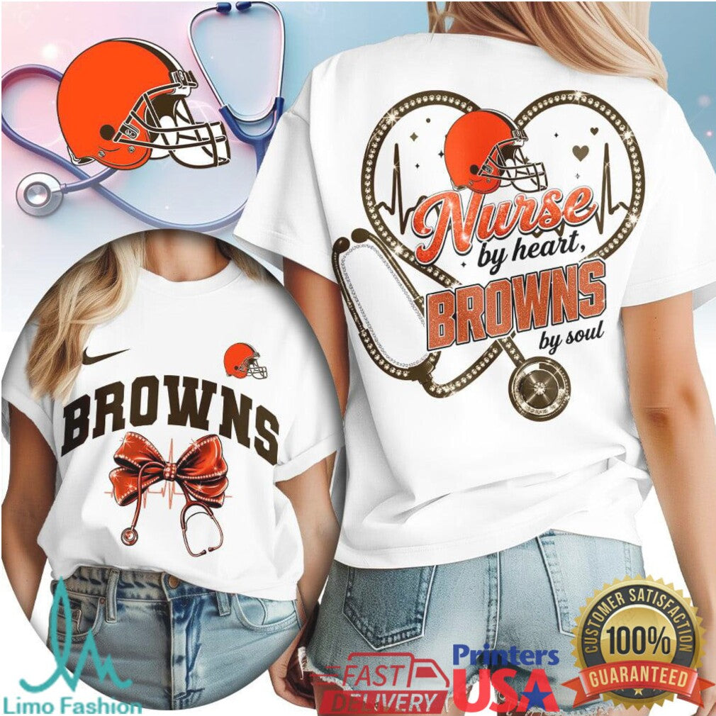 Cleveland Browns Nurse by Heart T Shirt Gameday Gear for Registered Nurses - Limotees LLC
