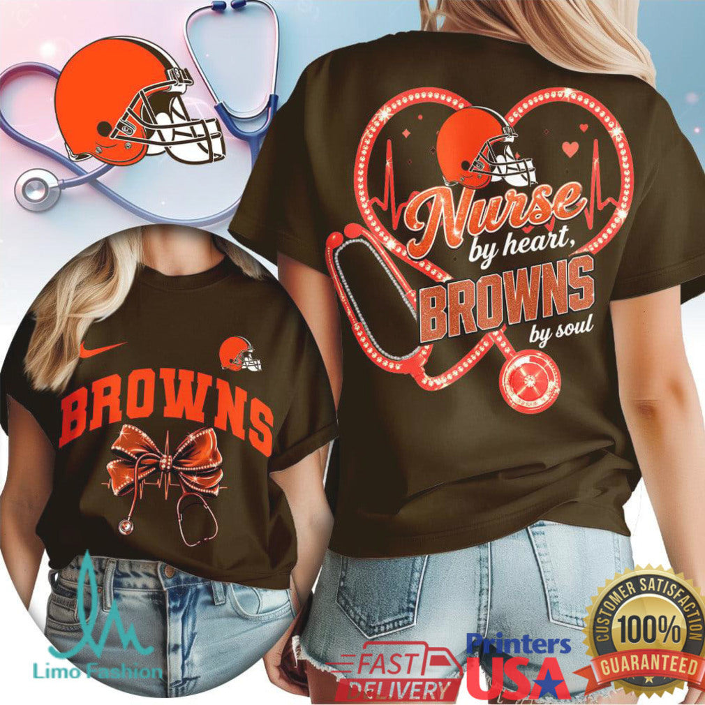 Cleveland Browns Nurse by Heart T Shirt Gameday Gear for Registered Nurses - Limotees LLC
