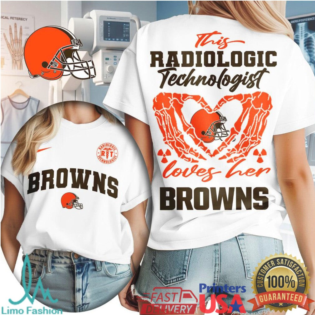 Cleveland Browns Radiologic Technologist T Shirt Rad Tech Skeleton Heart Browns T Shirt - Limotees LLC