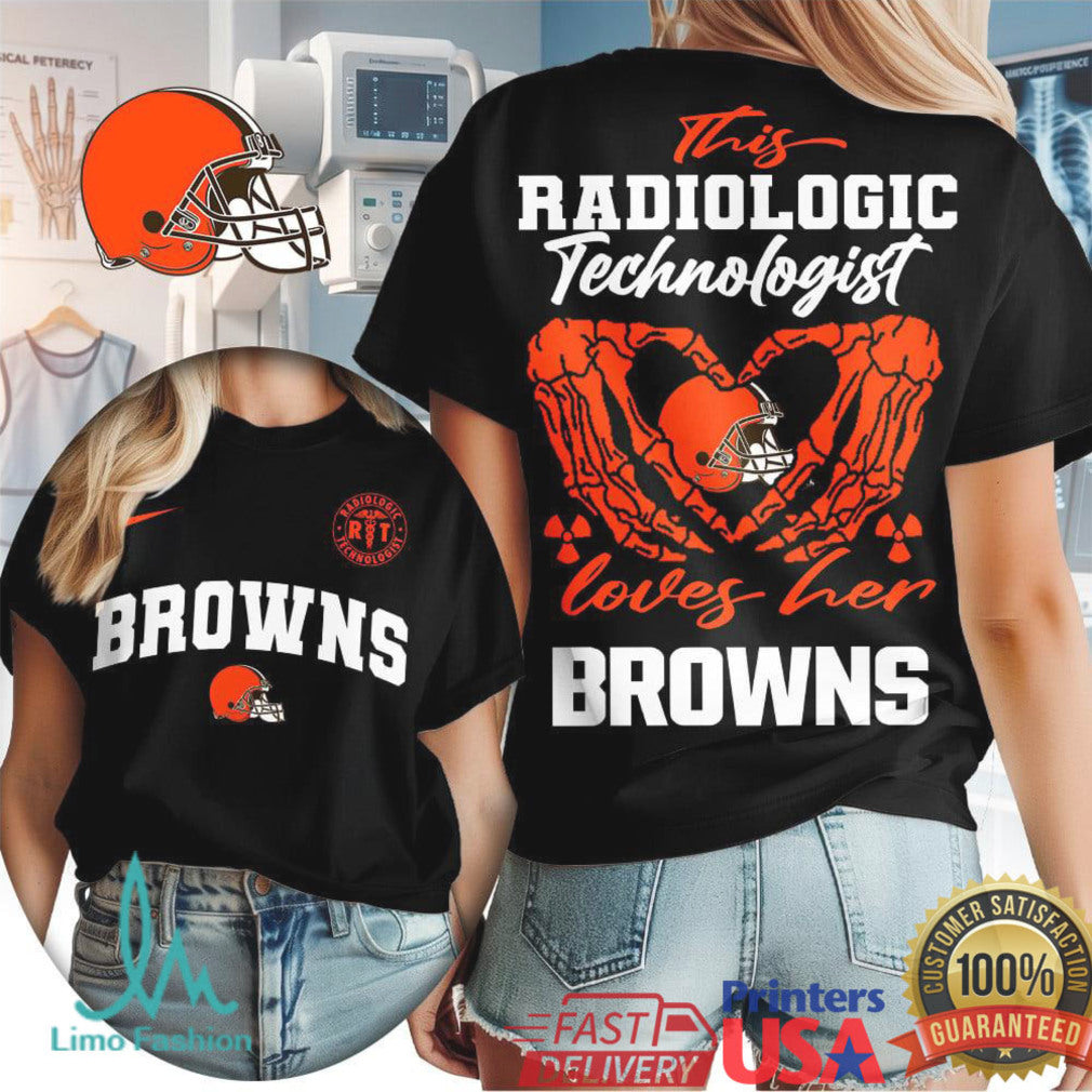 Cleveland Browns Radiologic Technologist T Shirt Rad Tech Skeleton Heart Browns T Shirt - Limotees LLC