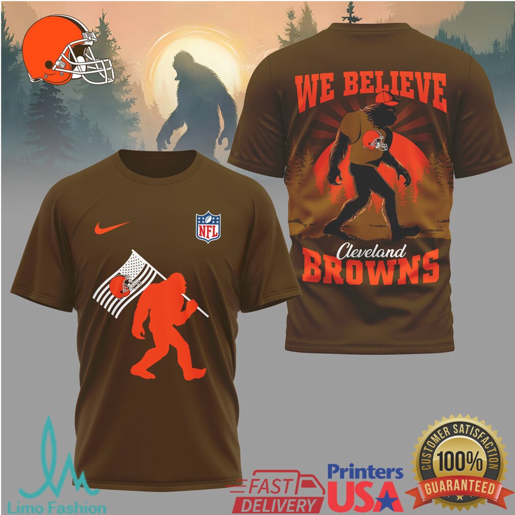 Cleveland Browns Sasquatch Bigfoot “We Believe” NFL Graphic Tee - Limotees LLC