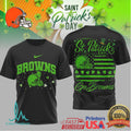 Cleveland Browns St. Patrick'S Day Lucky Green Helmet Flag Tshirt - Limotees LLC