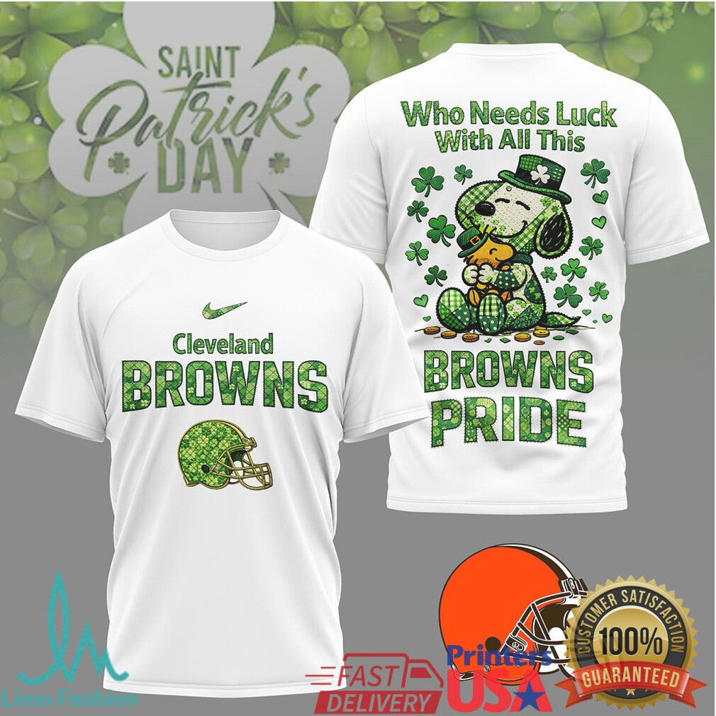 Cleveland Browns St. Patrick's Day Snoopy Green Pride T Shirt - Limotees LLC