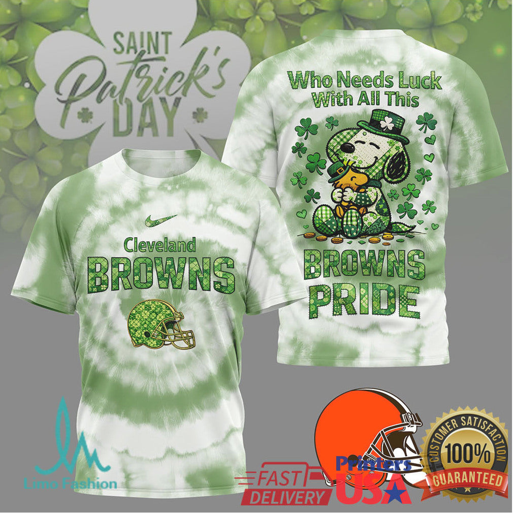 Cleveland Browns St. Patrick's Day Snoopy Green Pride T Shirt - Limotees LLC