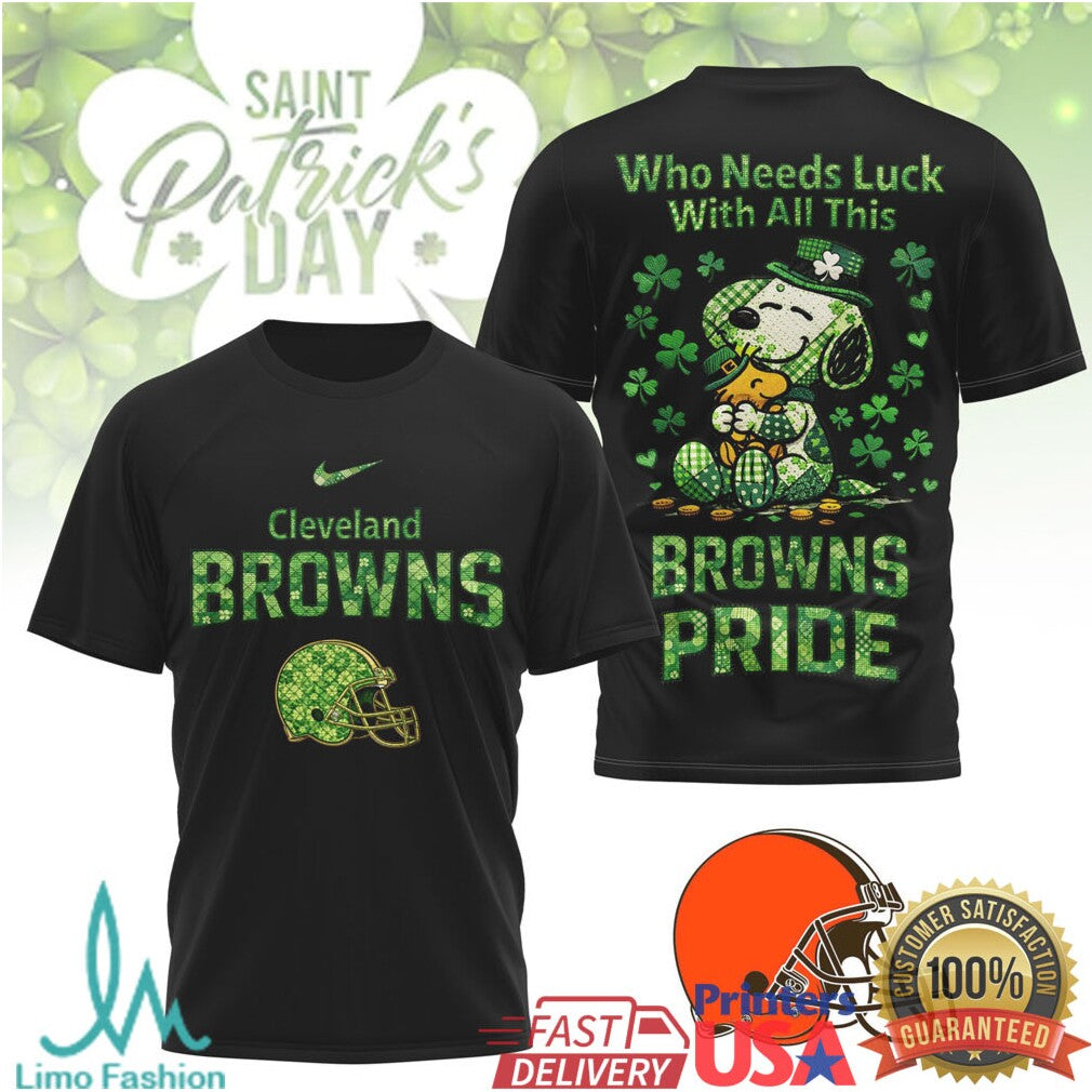 Cleveland Browns St. Patrick's Day Snoopy Green Pride T Shirt - Limotees LLC