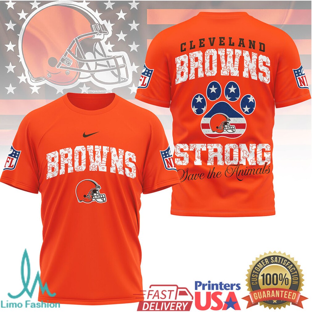 Cleveland Browns Strong Save the Animals Paw Print NFL T Shirt - Limotees LLC