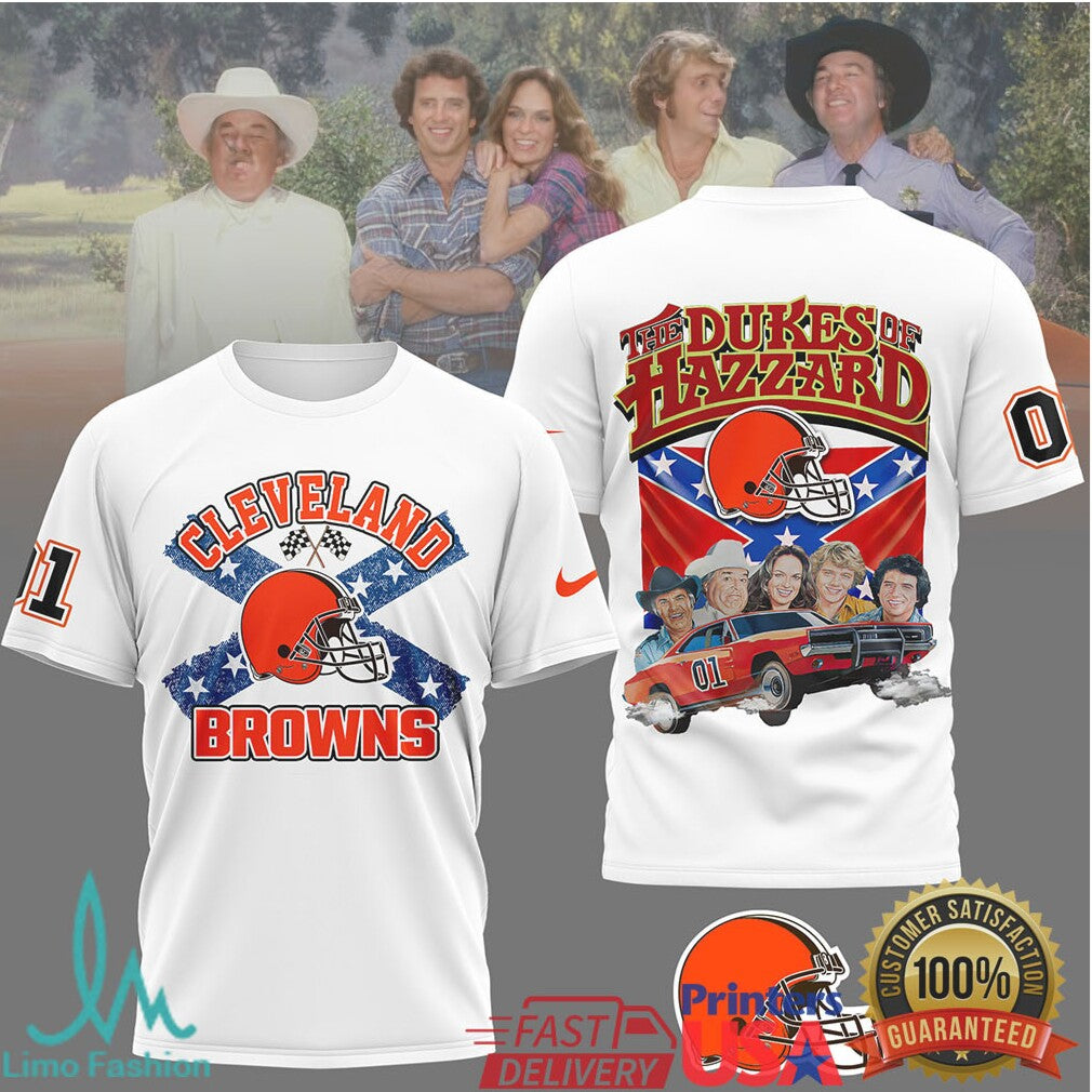 Cleveland Browns The Dukes of Hazzard General Lee Retro Style T Shirt - Limotees LLC