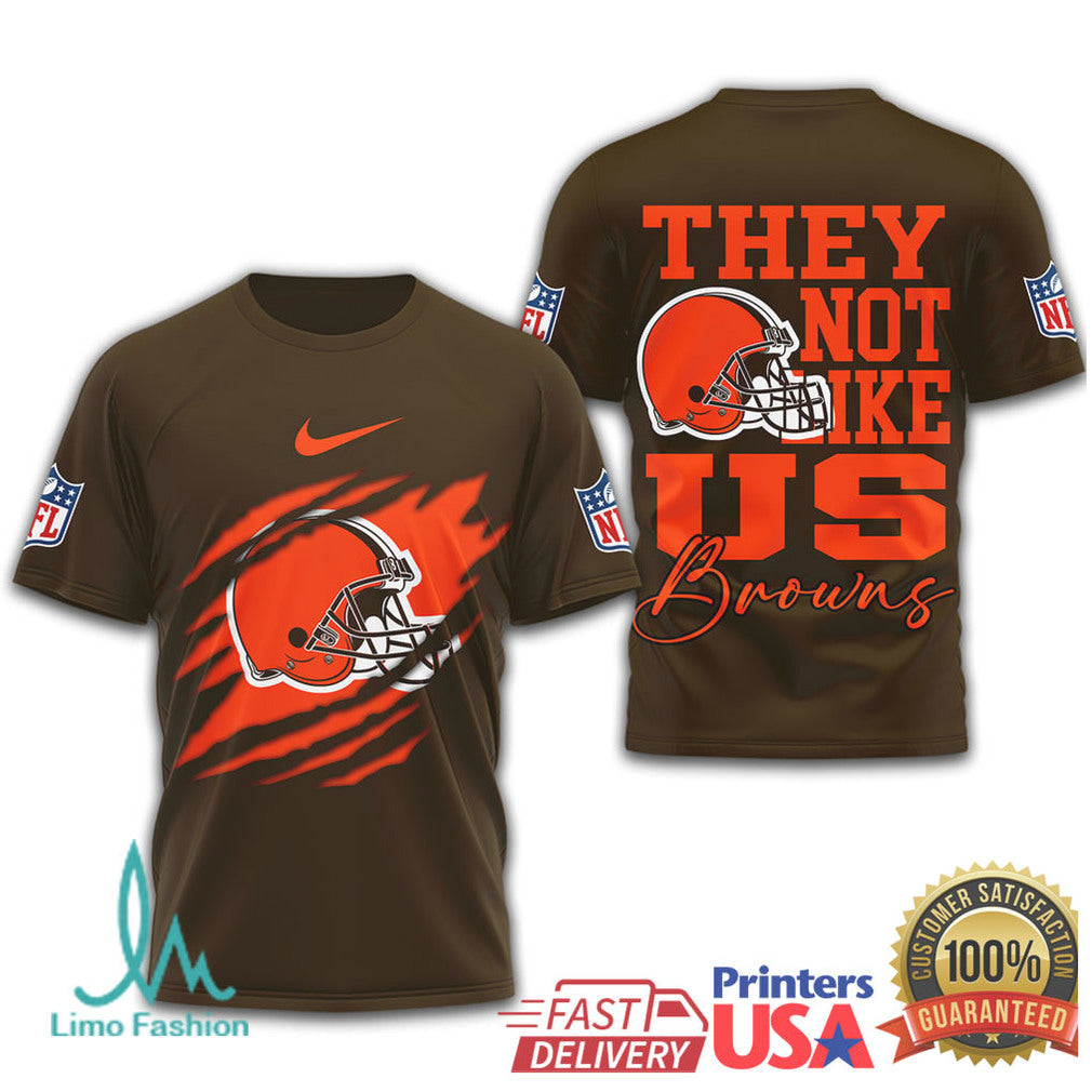 Cleveland Browns “They Not Like Us” Helmet Slash Graphic Shirt - Limotees LLC