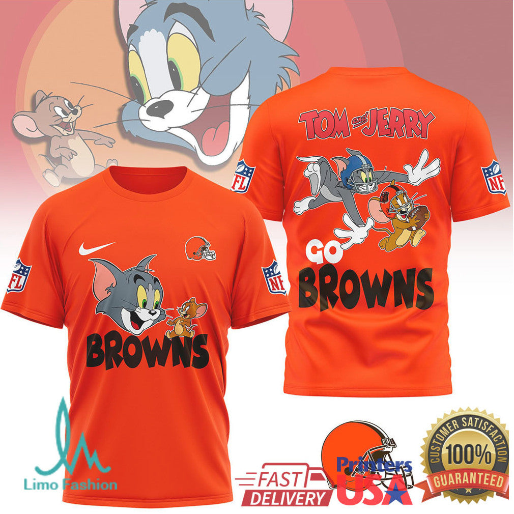 Cleveland Browns Tom and Jerry Go Browns NFL Shirt - Limotees LLC